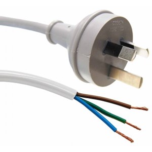 10Amp 3Pin Plug to Bare End 3Metres - Choose Colour